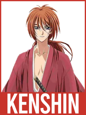 Hình ảnh nhân vật Kenshin từ anime Samurai X, tóc nâu, mặc áo đỏ, cầm kiếm.