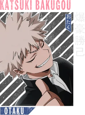 Hình ảnh Katsuki Bakugo, nhân vật anime với mái tóc vàng nhọn, đang cười tự tin.