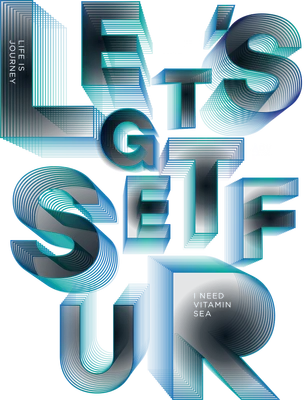 Thiết kế chữ 3D gradient với các chữ cái L, E, T, S, G, E, T, S, E, L, F, U, R tạo thành cụm "Let's Get Self Ur".