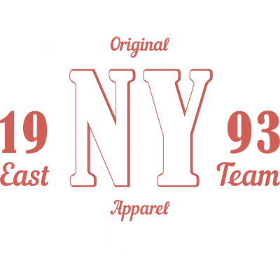 Thiết kế logo chữ NY trắng viền đỏ, dòng chữ Athletic Department và New York City, số 1993 trên nền xám.