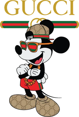 Hình ảnh Mickey Mouse mặc đồ hiphop, đeo kính râm, đội mũ lưỡi trai và trang sức vàng.