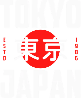 Thiết kế chữ TOKYO JAPAN với cờ Nhật Bản và dòng chữ EST 1986