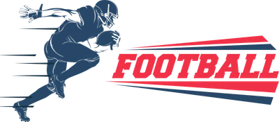 Hình ảnh minh họa vận động viên bóng bầu dục đang chạy, cầm bóng, với chữ FOOTBALL cách điệu phía sau.