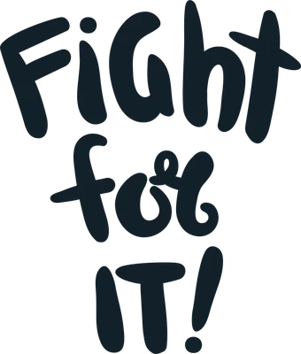Dòng chữ 'Fight for IT!' viết tay màu xanh đậm trên nền xám.