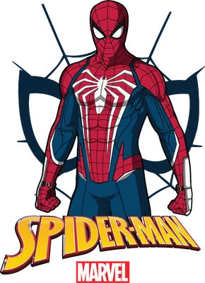 Hình ảnh Spider-Man trong bộ trang phục đỏ xanh đặc trưng, với logo nhện trắng trên ngực và biểu tượng nhện lớn phía sau.