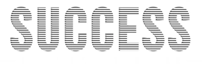 Thiết kế chữ "SUCCESS REQUIRES STRUGGLE" với hiệu ứng sọc ngang và đổ bóng, nền xám.