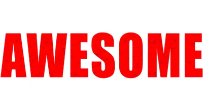 Hình in typography với chữ 'AWESOME' màu đỏ nổi bật hiệu ứng 3D, kèm dòng chữ 'BORN TO BE' và 'STAY STRONG' trên nền xám.