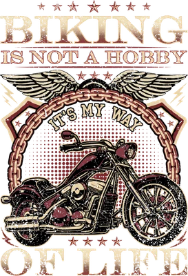 Thiết kế hình in xe mô tô phong cách vintage với dòng chữ Biking is not a hobby