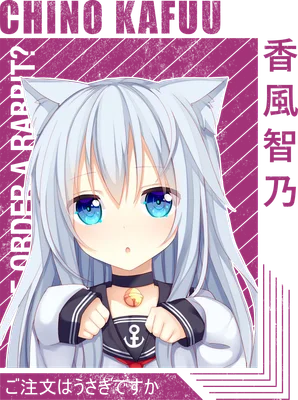 Hình ảnh cô gái anime tai mèo với mái tóc bạc, mắt xanh biếc, mặc đồng phục thủy thủ, biểu cảm dễ thương.
