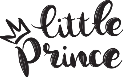 Hình ảnh chữ 'Little Prince' viết tay cách điệu với biểu tượng vương miện bên cạnh, màu đen trên nền xám.
