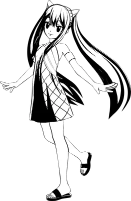 Hình vẽ cô gái anime tóc đuôi ngựa, mặc váy, đi dép, phong cách chibi