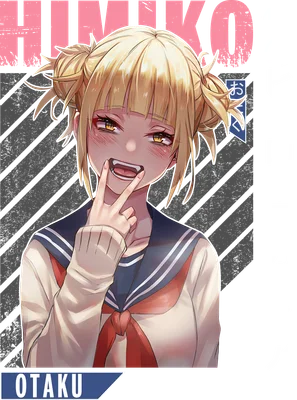 Hình ảnh Himiko Toga, nhân vật anime tóc vàng với răng nanh, mặc đồng phục học sinh