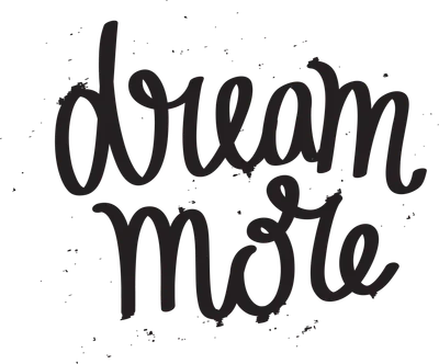 Thiết kế chữ "Dream More" viết tay theo phong cách brush lettering trên nền xám