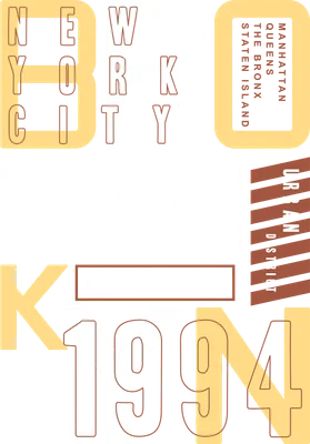Thiết kế chữ Brooklyn New York City 1994 Urban District với hình ảnh skyline thành phố