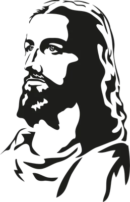 Hình ảnh chân dung Chúa Jesus với nét vẽ tối giản, nhìn nghiêng, thể hiện sự uy nghiêm.