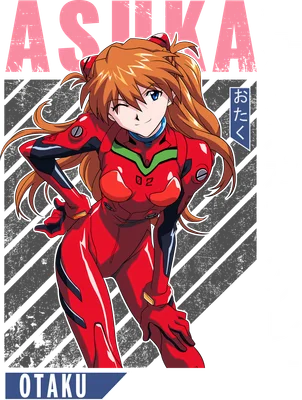 Hình ảnh Asuka Langley Soryu trong bộ đồ đỏ Evangelion, nháy mắt, phong cách anime.