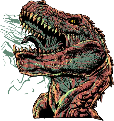 Hình ảnh minh họa cận cảnh đầu khủng long bạo chúa T-Rex với hàm răng sắc nhọn và ánh mắt vàng rực, thể hiện sự hung dữ.
