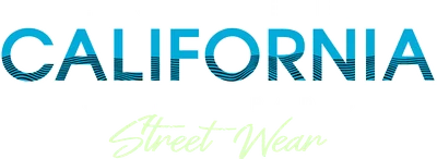 Thiết kế chữ "California Surfer Paradise Street Wear" với chữ California màu xanh nước biển và họa tiết sóng.