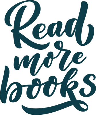 Chữ thư pháp tiếng Anh 'Read more books' màu xanh teal trên nền xám.