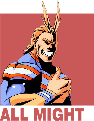 Hình ảnh All Might, nhân vật anime My Hero Academia, giơ ngón cái lên với nụ cười tự tin.