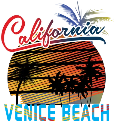 Hình ảnh California Venice Beach với hoàng hôn nhiệt đới và cây cọ