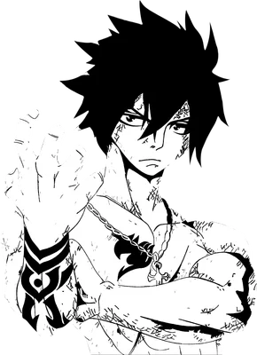 Hình vẽ nhân vật anime nam với mái tóc đen, biểu cảm nghiêm túc, hình xăm trên cánh tay và dây chuyền có biểu tượng.
