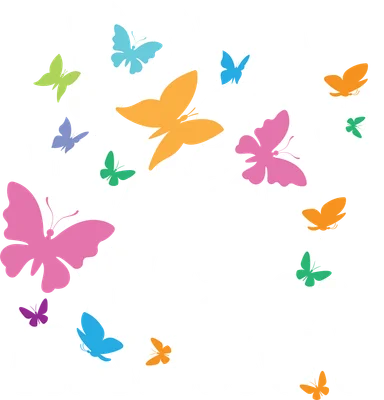 Hình in chữ Don't Waste Your Energy màu trắng với phông chữ lượn sóng, xung quanh là nhiều con bướm đủ màu sắc trên nền xám.