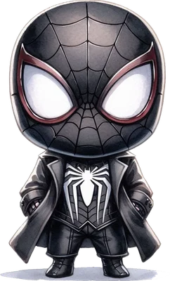 Người Nhện Miles Morales chibi phong cách ngầu với áo khoác đen
