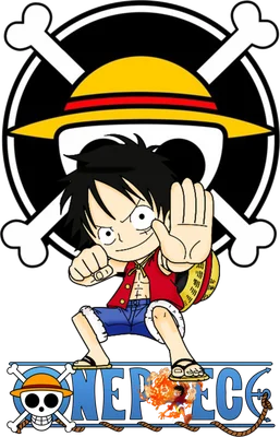 Hình ảnh nhân vật Monkey D. Luffy trong One Piece với tư thế chiến đấu, đội mũ rơm, mặc áo đỏ, quần short xanh, phía sau là logo cờ hải tặc.