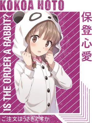 Hình ảnh anime cô gái trẻ mặc áo hoodie có tai gấu trúc, tóc nâu tết hai bím, biểu cảm ngạc nhiên.