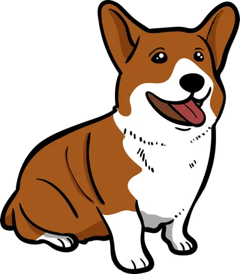 Hình vẽ chú chó Corgi màu nâu trắng, đang ngồi với lưỡi thè ra và biểu cảm vui vẻ.