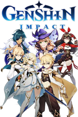 Nhóm nhân vật Genshin Impact gồm Kaeya, Lisa, Amber, Jean, Lumine và Aether đứng cùng nhau.