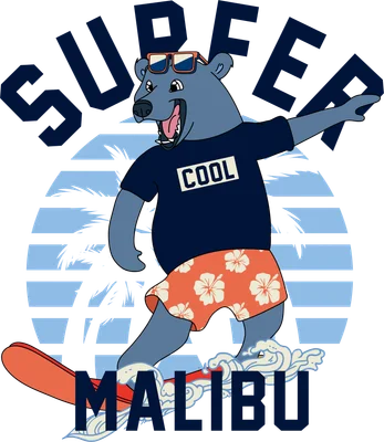 Gấu lướt sóng phong cách mùa hè năng động tại Malibu
