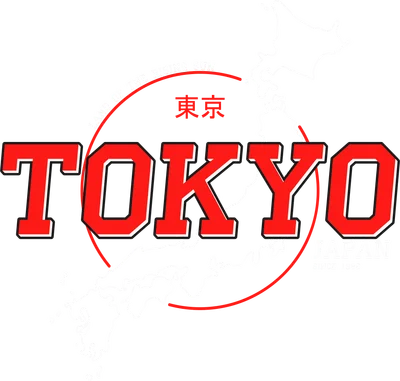 Hình ảnh bản đồ Nhật Bản với chữ TOKYO lớn màu đỏ, có chữ "LAND OF THE RISING SUN" và "JAPAN SINCE 1986"