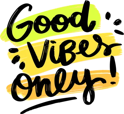 Thiết kế chữ viết tay "Good Vibes Only" với các nét cọ màu vàng neon, vàng và cam trên nền xám.