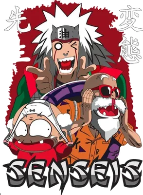 Ba nhân vật anime hài hước với biểu cảm vui nhộn, có chữ 'SENSEIS' ở dưới.