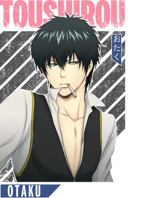 Hình vẽ nhân vật anime nam tóc đen, hút thuốc, mặc áo sơ mi trắng và áo vest đen, phong cách cool ngầu.