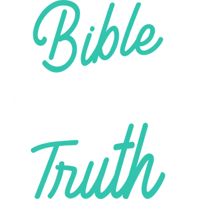 Dòng chữ 'Bible Is The Only Truth' màu xanh ngọc và trắng trên nền xám, có các chấm và ngôi sao nhỏ.