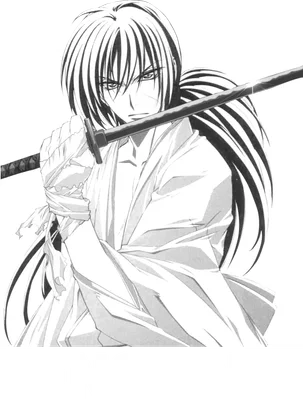 Hình vẽ Kenshin Himura, nhân vật anime, cầm kiếm, phong cách Nhật Bản