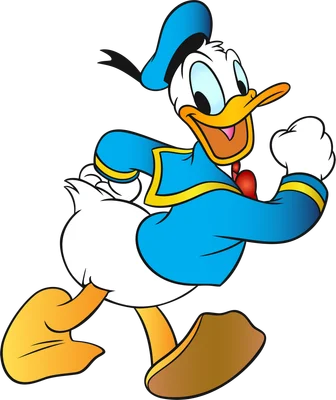 Hình ảnh Vịt Donald của Disney đang chạy bộ với vẻ mặt vui tươi, trang phục thủy thủ xanh đặc trưng.