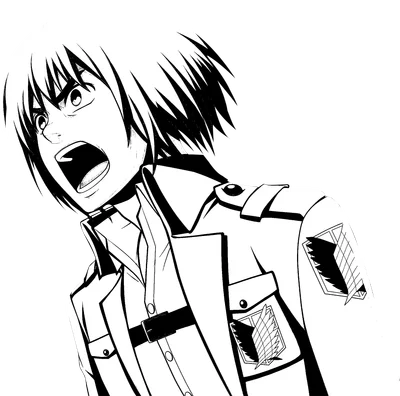 Hình vẽ nhân vật anime Armin Arlert trong Attack on Titan, đang la hét với biểu cảm giận dữ.