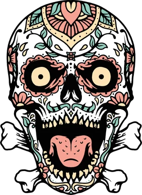 Đầu lâu họa tiết hoa văn phong cách Mexico Sugar Skull