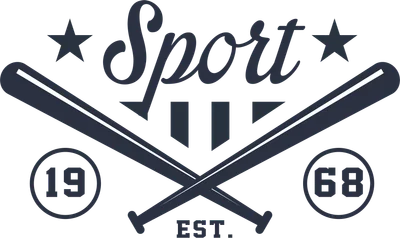 Logo Sport Est 1968 với hai gậy bóng chày bắt chéo, hai ngôi sao và số 19, 68