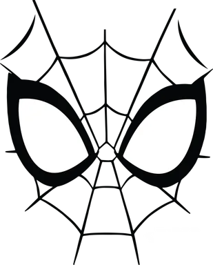 Mặt nạ Spider-Man màu đen trắng với mạng nhện đặc trưng và chữ SPIDER-MAN.