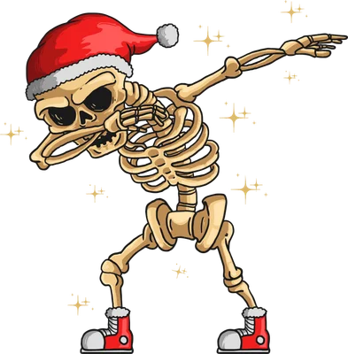 Bộ xương hoạt hình đội mũ Noel thực hiện động tác nhảy Dab vui nhộn