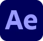 Logo Adobe After Effects với chữ 'Ae' màu tím xanh trên nền xanh đậm