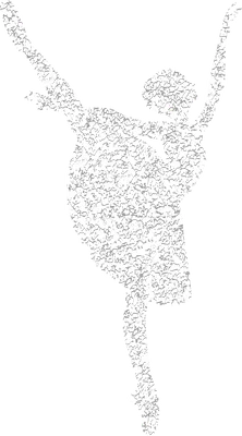 Hình ảnh silhouette của một vũ công ballet nữ đang thực hiện tư thế arabesque, với hiệu ứng vân hạt.