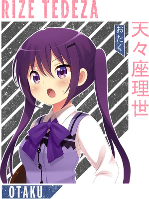 Hình ảnh cô gái anime tóc tím hai bím, mặc áo sơ mi trắng và áo ghi lê tím, biểu cảm ngạc nhiên.