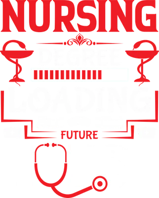 Hình ảnh minh họa "Nursing Degree Loading Future Nurse" với biểu tượng y tế và thanh tiến trình.