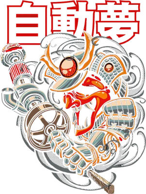 Hình ảnh chiến binh Samurai robot với mặt nạ rồng, tay cầm vũ khí, trên nền xám có họa tiết mây.
